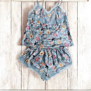 Victoria Secret Chantilly Lace Satin Silky Floral Cami Set